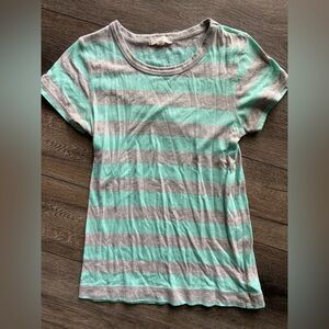 Forever 21 Teal and Gray Striped Tee